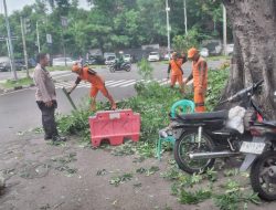 Bhabinkamtibmas Gunung Sahari Selatan Monitoring Kegiatan Dinas Pertamanan dan PPSU