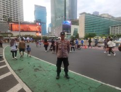 Personil Humas Menteng Pemantauan Olahraga Pagi Di Car Free Day Bundaran HI