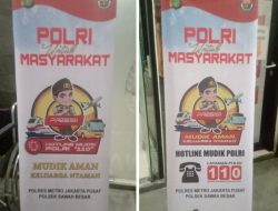 Polri Siaga Spanduk Hotline Mudik 110 Dipasang di Polsek Sawah Besar untuk Keamanan Pemudik