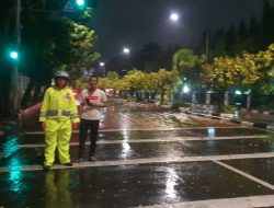 Quick Respon Bhabinkamtibmas Pasar Baru Tangani Pohon Tumbang di Jalan Samanhudi Raya