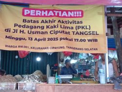 Sosialisasi Penertiban Pedagang di Jalan H. Usman Pasar Ciputat Digelar Senin, 14 April 2025