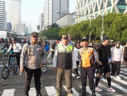 Pengamanan Olahraga Pagi CFD di Simpang Wahid Hasyim, Kapolsubsektor Sabang Sampaikan Himbauan Kamtibmas