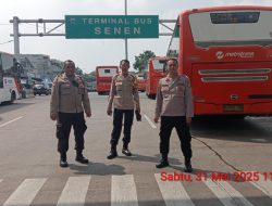 Gelar Patroli Mobile di Terminal Senen, Antisipasi Gangguan Kamtibmas dan Kejahatan Jalanan