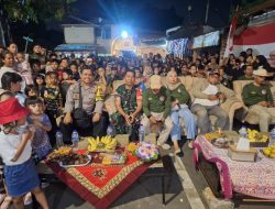 Semarak HUT RI ke-80, Bhabinkamtibmas Pegangsaan Hadiri Malam Puncak Hiburan Rakyat di RW 01 Cikini Ampiun