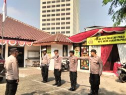Unit samapta Polsek Sawah Besar dan unsur melaksanakan apel Pam Posko Mantap Praja 2024  di KPU Kota Jakarta Pusat