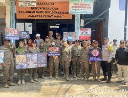 Bhabinkamtibmas Kelurahan Johar Baru Bersama Tiga Pilar Woro – Woro Sosialisasi Bahaya Narkoba.