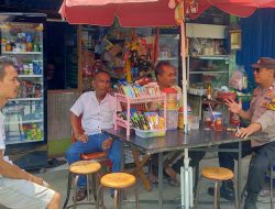 Bhabinkamtibmas Galur, Sambang Dan Patroli Ke Pasar Gembrong, Berikan Imbauan Kamtibmas Kepada Security