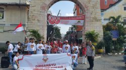 Monitoring Polri Giat Jalan Sehat, Sepeda Hias Warnai Dalam HUT RI ke-80 di Pasar Baru