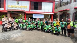 Polsek Metro Menteng Gelar Gerakan Pangan Murah dan Ganti Oli Gratis Untuk Driver Ojol